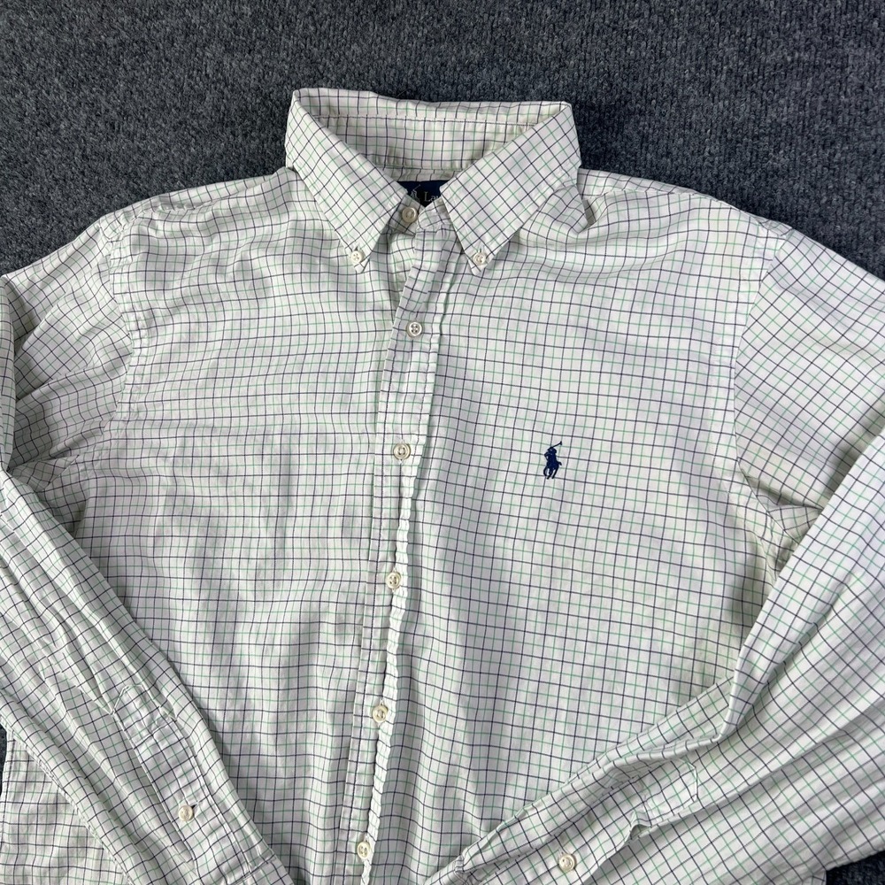 Ralph Lauren Dress Shirt Mens 16.5 34-35 White Multi Grid Custom Fit‎ Business